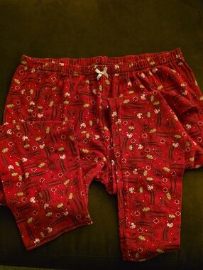 Cuddl Johns Red Holiday Pajama Pants with White Bow